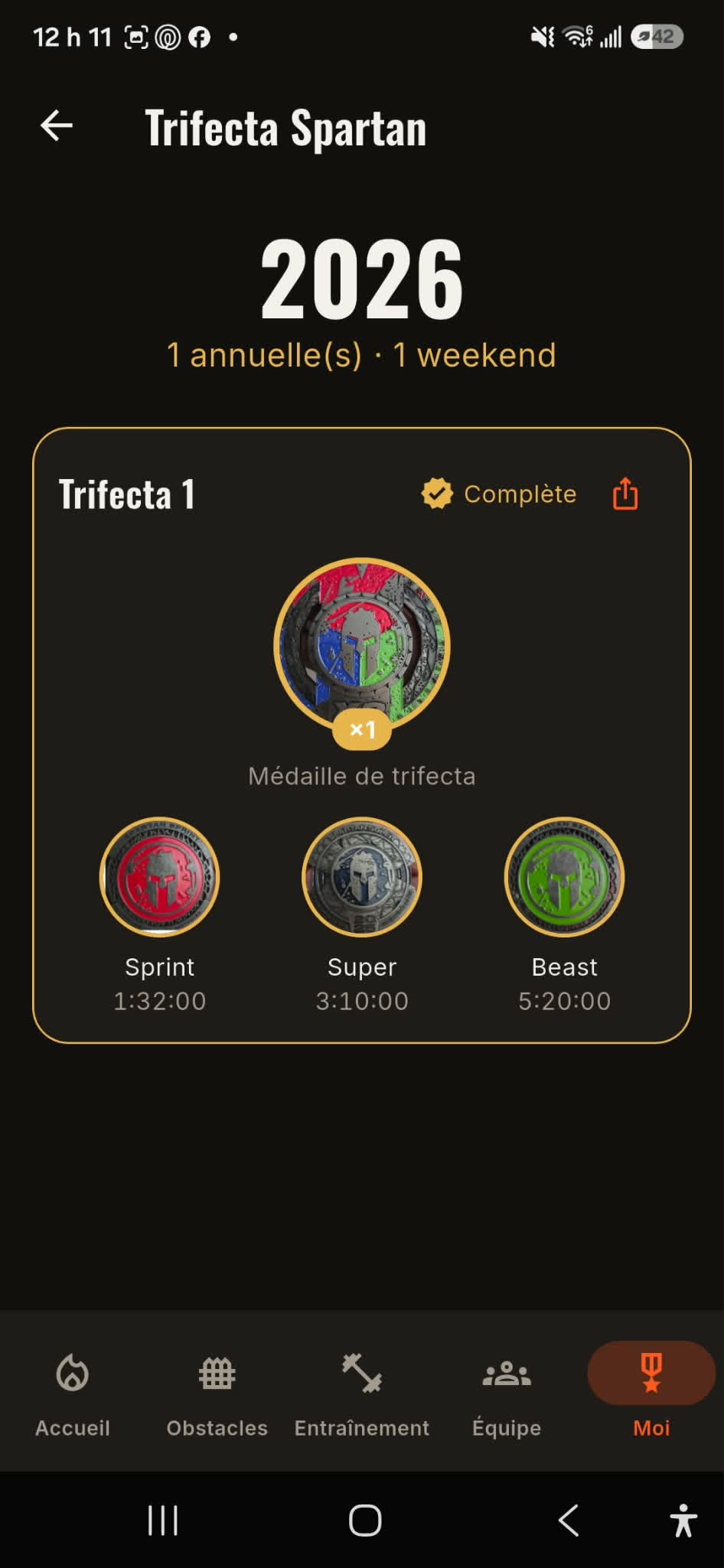 tes trifectas et médailles