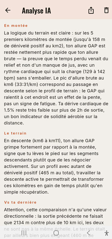 Analyse de course